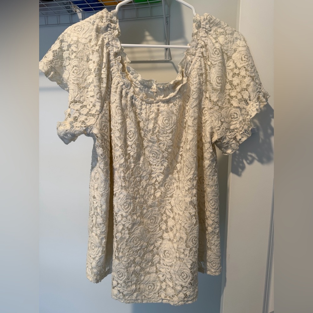 Maurices Cream Floral Lace Blouse